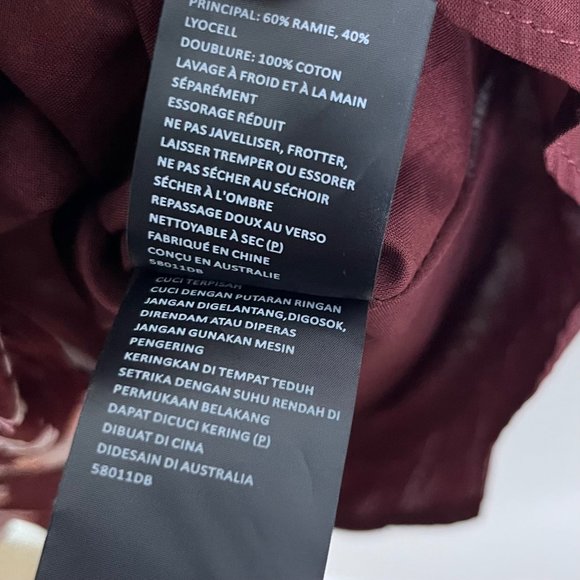 Bardot Women's Logan Maroon Floral Mini Dress Size 4 Long Sleeve Cutout Waist - Picture 12 of 12